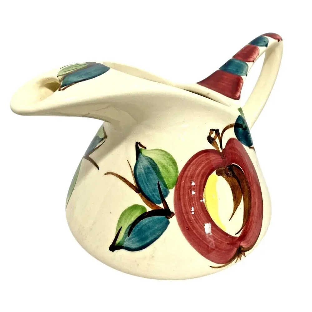 Vintage Purinton Pottery Apple Pattern 28 fl oz pitcher ice lip 1940s kitchen